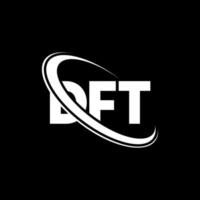 logotipo de dft. letra dft. diseño del logotipo de la letra dft. logotipo de iniciales dft vinculado con círculo y logotipo de monograma en mayúsculas. tipografía dft para tecnología, negocios y marca inmobiliaria. vector
