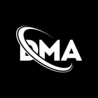 logotipo de dma. letra dma. diseño del logotipo de la letra dma. logotipo de iniciales dma vinculado con círculo y logotipo de monograma en mayúsculas. tipografía dma para tecnología, negocios y marca inmobiliaria. vector