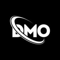 logotipo de la dmo. letra dmo. diseño del logotipo de la letra dmo. iniciales del logotipo dmo vinculado con el círculo y el logotipo del monograma en mayúsculas. tipografía dmo para tecnología, negocios y marca inmobiliaria. vector
