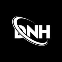 logotipo de dhn letra dnh. diseño del logotipo de la letra dnh. logotipo de iniciales dnh vinculado con círculo y logotipo de monograma en mayúsculas. tipografía dnh para tecnología, negocios y marca inmobiliaria. vector