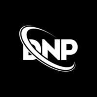 logotipo de dnp. carta dnp. diseño del logotipo de la letra dnp. logotipo de iniciales dnp vinculado con círculo y logotipo de monograma en mayúsculas. tipografía dnp para tecnología, negocios y marca inmobiliaria. vector