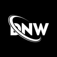 logotipo de dw letra dw. diseño del logotipo de la letra dnw. logotipo de iniciales dnw vinculado con círculo y logotipo de monograma en mayúsculas. tipografía dnw para tecnología, negocios y marca inmobiliaria. vector