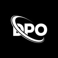 logotipo de dpo. carta dpo. diseño de logotipo de letra dpo. logotipo de iniciales dpo vinculado con círculo y logotipo de monograma en mayúsculas. tipografía dpo para tecnología, negocios y marca inmobiliaria. vector