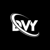 logotipo de dvy. letra dvy. diseño del logotipo de la letra dvy. logotipo de las iniciales dvy vinculado con un círculo y un logotipo de monograma en mayúsculas. tipografía dvy para tecnología, negocios y marca inmobiliaria. vector