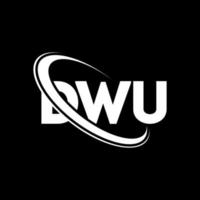 logotipo de dwu. carta dwu. diseño del logotipo de la letra dwu. logotipo de las iniciales dwu vinculado con un círculo y un logotipo de monograma en mayúsculas. tipografía dwu para tecnología, negocios y marca inmobiliaria. vector