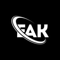 logotipo de eak. ea carta. diseño de logotipo de letra eak. logotipo de las iniciales eak vinculado con un círculo y un logotipo de monograma en mayúsculas. Tipografía eak para tecnología, negocios y marca inmobiliaria. vector