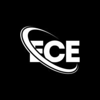 logotipo de la ece. carta ece. diseño del logotipo de la letra ece. logotipo de las iniciales ece vinculado con un círculo y un logotipo de monograma en mayúsculas. tipografía ece para tecnología, negocios y marca inmobiliaria. vector