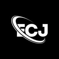 logotipo de la ecj. carta del TJCE. diseño del logotipo de la letra ecj. logotipo de iniciales ecj vinculado con círculo y logotipo de monograma en mayúsculas. tipografía ecj para tecnología, negocios y marca inmobiliaria. vector