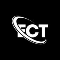 logotipo de ect. letra ect. diseño de logotipo de letra ect. logotipo de iniciales ect vinculado con círculo y logotipo de monograma en mayúsculas. tipografía ect para tecnología, negocios y marca inmobiliaria. vector