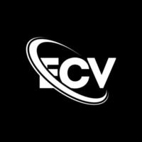 logotipo de ecv. letra ecv. diseño del logotipo de la letra ecv. logotipo de iniciales ecv vinculado con círculo y logotipo de monograma en mayúsculas. tipografía ecv para tecnología, negocios y marca inmobiliaria. vector