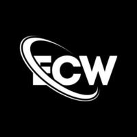 logotipo de la ec. letra ecw. diseño del logotipo de la letra ecw. logotipo de iniciales ecw vinculado con círculo y logotipo de monograma en mayúsculas. tipografía ecw para tecnología, negocios y marca inmobiliaria. vector