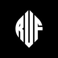 RUF circle letter logo design with circle and ellipse shape. RUF ellipse letters with typographic style. The three initials form a circle logo. RUF Circle Emblem Abstract Monogram Letter Mark Vector. vector