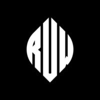 RUW circle letter logo design with circle and ellipse shape. RUW ellipse letters with typographic style. The three initials form a circle logo. RUW Circle Emblem Abstract Monogram Letter Mark Vector. vector