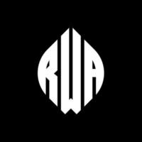 RWA circle letter logo design with circle and ellipse shape. RWA ellipse letters with typographic style. The three initials form a circle logo. RWA Circle Emblem Abstract Monogram Letter Mark Vector. vector