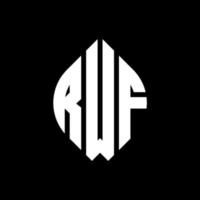 RWF circle letter logo design with circle and ellipse shape. RWF ellipse letters with typographic style. The three initials form a circle logo. RWF Circle Emblem Abstract Monogram Letter Mark Vector. vector