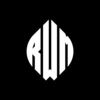 RWM circle letter logo design with circle and ellipse shape. RWM ellipse letters with typographic style. The three initials form a circle logo. RWM Circle Emblem Abstract Monogram Letter Mark Vector. vector