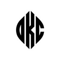 OKC circle letter logo design with circle and ellipse shape. OKC ellipse letters with typographic style. The three initials form a circle logo. OKC Circle Emblem Abstract Monogram Letter Mark Vector. vector