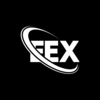 logotipo de ex. carta ex. diseño del logotipo de la letra eex. logotipo de iniciales eex vinculado con círculo y logotipo de monograma en mayúsculas. tipografía eex para tecnología, negocios y marca inmobiliaria. vector