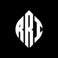 RRI circle letter logo design with circle and ellipse shape. RRI ellipse letters with typographic style. The three initials form a circle logo. RRI Circle Emblem Abstract Monogram Letter Mark Vector. vector