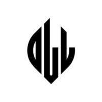 OLL circle letter logo design with circle and ellipse shape. OLL ellipse letters with typographic style. The three initials form a circle logo. OLL Circle Emblem Abstract Monogram Letter Mark Vector. vector