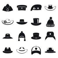 conjunto de iconos de sombrero de tocado, estilo simple vector