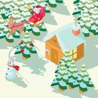 Christmas house concept, cartoon style vector