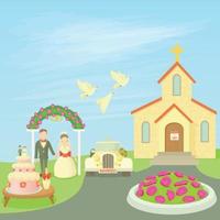 Wedding concept, cartoon style vector