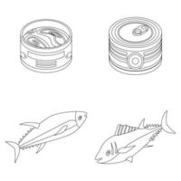 Tuna icons set vector outine