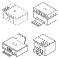 conjunto de iconos de impresora esquema vectorial vector