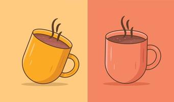 taza de café llena de ilustración plana de estilo de dibujos animados de café vector