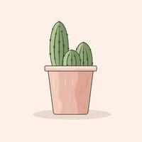 Cute colorful cactus plants flat illustration, vector illustration