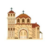 Byzantine church flat vector illustration. Ancient architecture.