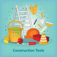 Building process concept tools, cartoon style vector