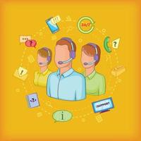 Call center concept, cartoon style vector