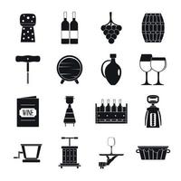 Wine icons set, simple style vector