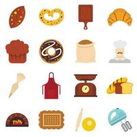 Bakery set flat icons vector