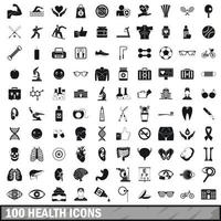 100 health icons set in simple style vector