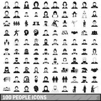 Iconos de 100 personas en estilo simple vector