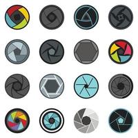 Photo diaphragm set flat icons vector