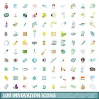 100 iconos de innovación, estilo de dibujos animados vector