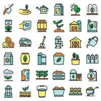 Fertilizer icons set vector flat