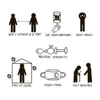 Coronavirus disease prevention, line icons set.Vector illustrations medical healthcare infographic. vector