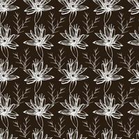 Black and white seamless botanical pattern. Hand drawn floral illustration. vector