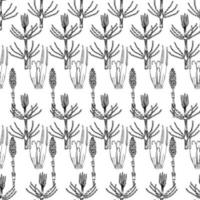 Black and white seamless botanical pattern. Hand drawn floral illustration. vector