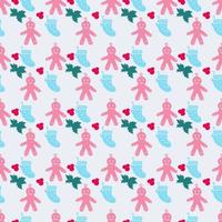 Seamless pattern for Christmas and New Year with decorative Christmas elements. Beautiful vector background for a  gift wrapping paper, scrapbooking, greeting cards, fabric.