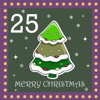 Christmas  advent calendar for kids. Vector Christmas illustration with christmas decorate.