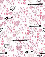 Valentine's Day seamless background. Hand drawn ink patterns with hearts, abstract elements, keys, arrows for fashion, wallpapers, print, scrapbooking, greeting card, fabric. vector