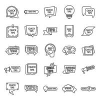 Tips icons set outline vector. Help information vector