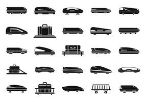 los iconos de la caja del techo del coche establecen un vector simple. equipaje de auto