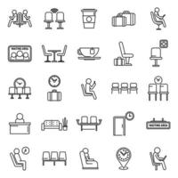 Waiting area icons set outline vector. Wait room